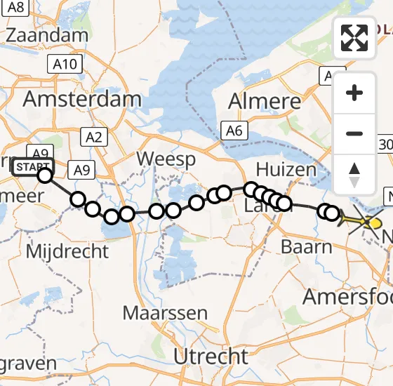 Vlucht Politiehelikopter PH-PXZ van Aalsmeer naar Bunschoten-Spakenburg op zondag 17 november 2024 16:06