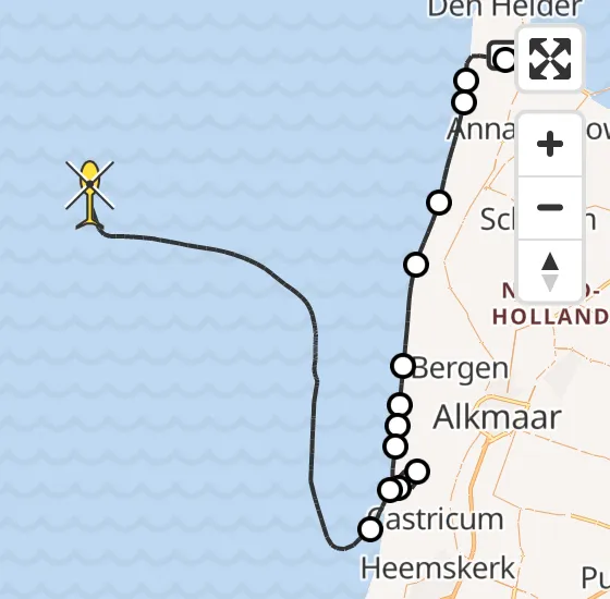 Vlucht Kustwachthelikopter PH-SAR van Vliegveld De Kooy naar  op zondag 17 november 2024 16:25