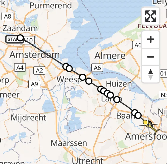 Vlucht Traumahelikopter PH-LLN van Amsterdam Heliport naar Amersfoort op zondag 17 november 2024 17:26