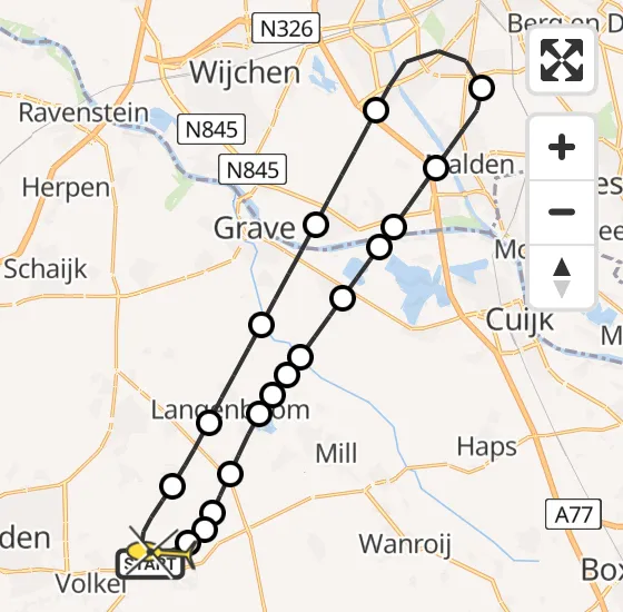 Vlucht Traumahelikopter PH-DOC van Vliegbasis Volkel naar Vliegbasis Volkel op zondag 17 november 2024 19:08