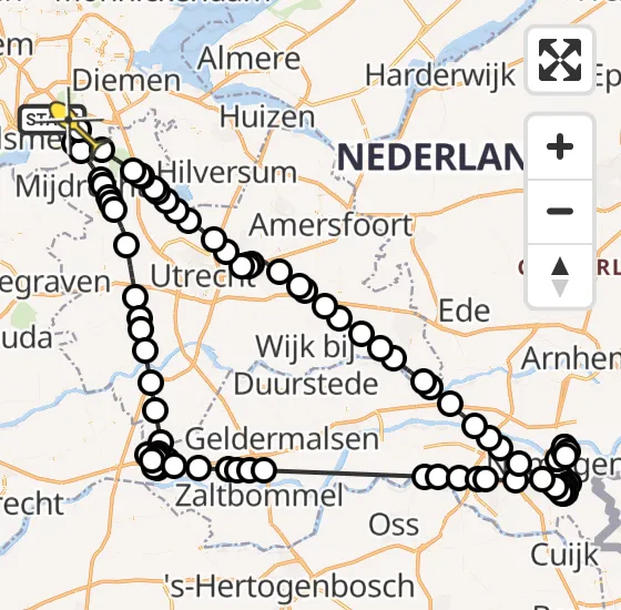 Vlucht Politiehelikopter PH-PXB van Aalsmeer naar Amstelveen op zondag 17 november 2024 20:08