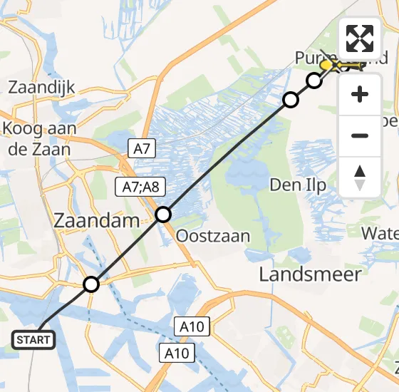 Vlucht Traumahelikopter PH-LLN van Amsterdam Heliport naar Purmerland op zondag 17 november 2024 20:51