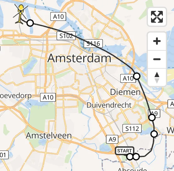 Vlucht Traumahelikopter PH-LLN van Academisch Medisch Centrum (AMC) naar Amsterdam Heliport op zondag 17 november 2024 22:24