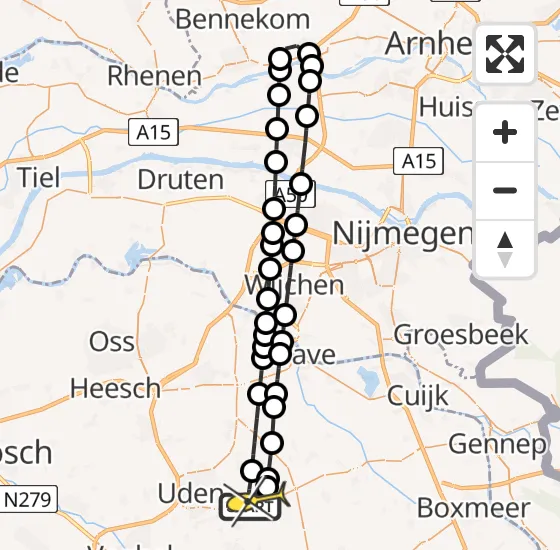 Vlucht Traumahelikopter PH-DOC van Vliegbasis Volkel naar Vliegbasis Volkel op maandag 18 november 2024 7:45