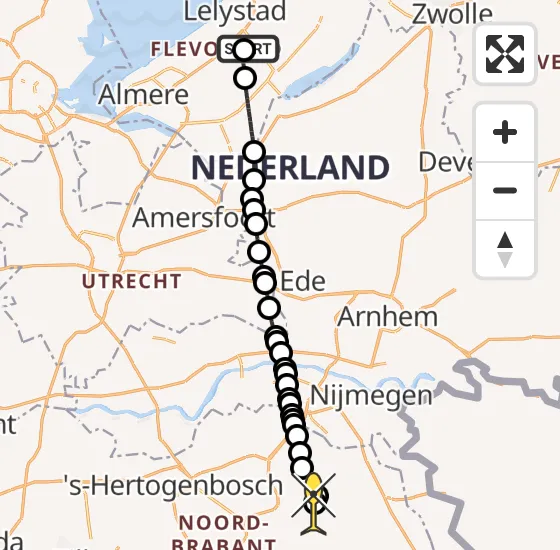 Vlucht Traumahelikopter PH-MAA van Lelystad Airport naar Vliegbasis Volkel op maandag 18 november 2024 9:30