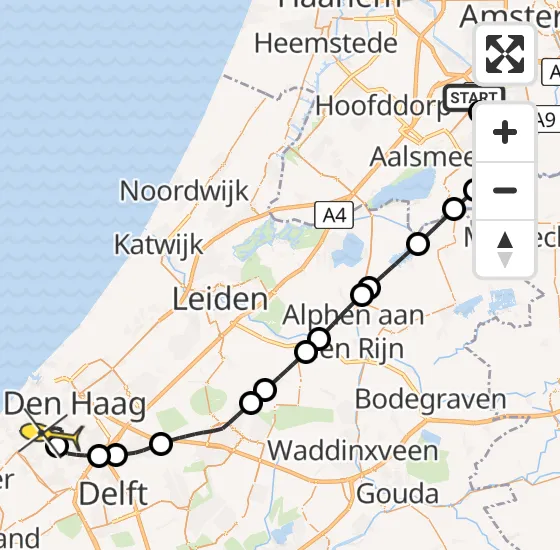 Vlucht Politiehelikopter PH-PXF van Schiphol naar Den Haag op maandag 18 november 2024 9:38