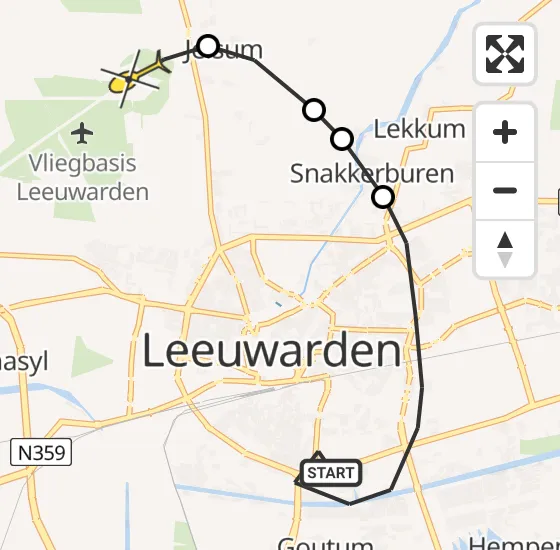 Vlucht Ambulancehelikopter PH-HOW van Leeuwarden naar Vliegbasis Leeuwarden op maandag 18 november 2024 9:58