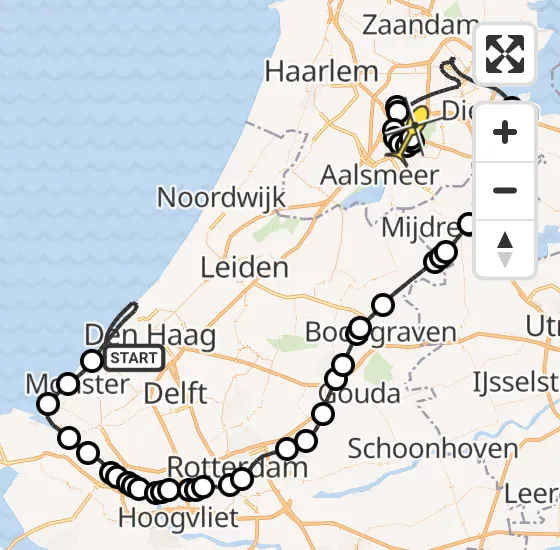 Vlucht Politiehelikopter PH-PXF van Den Haag naar Schiphol op maandag 18 november 2024 9:59