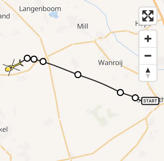 Vlucht Traumahelikopter PH-DOC van Sint Anthonis naar Vliegbasis Volkel op maandag 18 november 2024 10:33