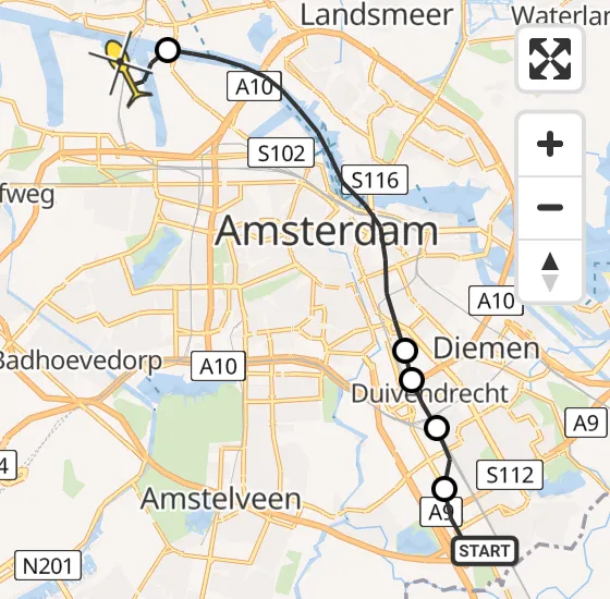 Vlucht Traumahelikopter PH-LLN van Academisch Medisch Centrum (AMC) naar Amsterdam Heliport op maandag 18 november 2024 11:34