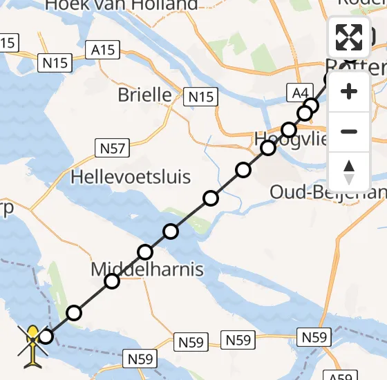 Vlucht Traumahelikopter PH-HVB van Rotterdam The Hague Airport naar Dreischor op maandag 18 november 2024 11:41