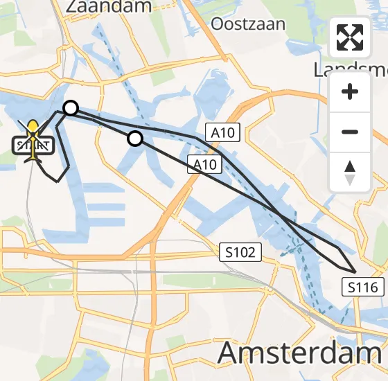 Vlucht Traumahelikopter PH-LLN van Amsterdam Heliport naar Amsterdam Heliport op maandag 18 november 2024 14:41