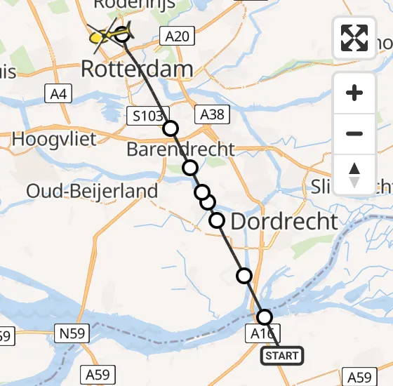 Vlucht Traumahelikopter PH-HVB van Zevenbergschen Hoek naar Rotterdam The Hague Airport op maandag 18 november 2024 15:28