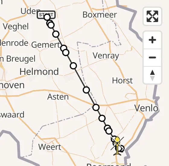 Vlucht Politiehelikopter PH-PXD van Vliegbasis Volkel naar Beesel op maandag 18 november 2024 15:28