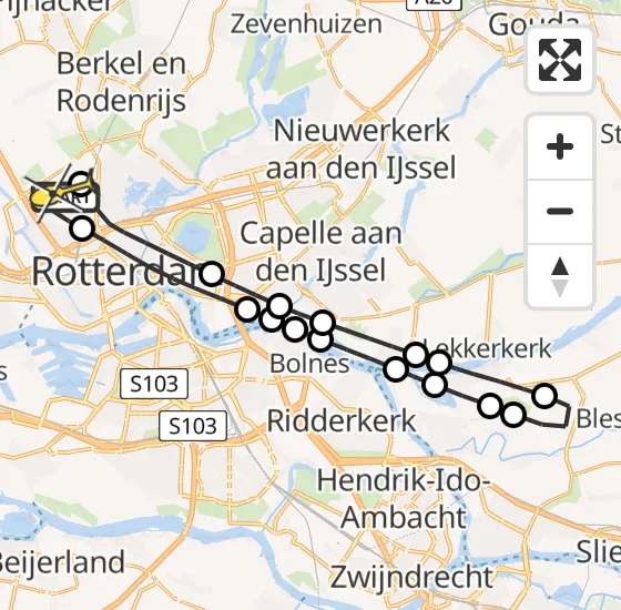 Vlucht Traumahelikopter PH-HVB van Rotterdam The Hague Airport naar Rotterdam The Hague Airport op maandag 18 november 2024 16:37