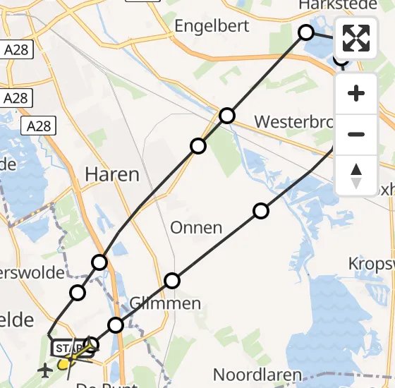 Vlucht Traumahelikopter PH-TTR van Groningen Airport Eelde naar Groningen Airport Eelde op maandag 18 november 2024 16:42