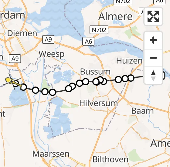 Vlucht Politiehelikopter PH-PXB van Eemdijk naar Abcoude op maandag 18 november 2024 16:46