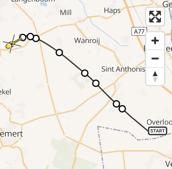 Vlucht Traumahelikopter PH-MAA van Overloon naar Vliegbasis Volkel op maandag 18 november 2024 18:06