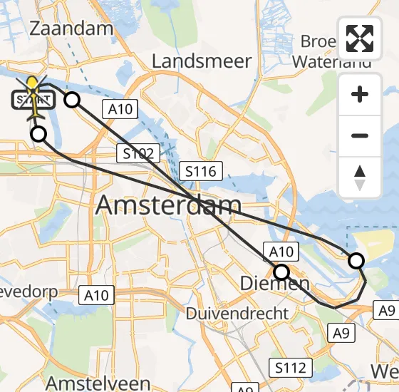 Vlucht Traumahelikopter PH-LLN van Amsterdam Heliport naar Amsterdam Heliport op maandag 18 november 2024 18:29