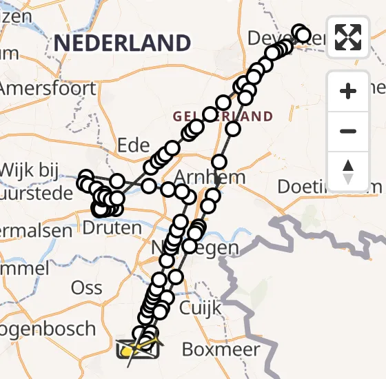 Vlucht Politiehelikopter PH-PXD van Vliegbasis Volkel naar Vliegbasis Volkel op maandag 18 november 2024 19:45