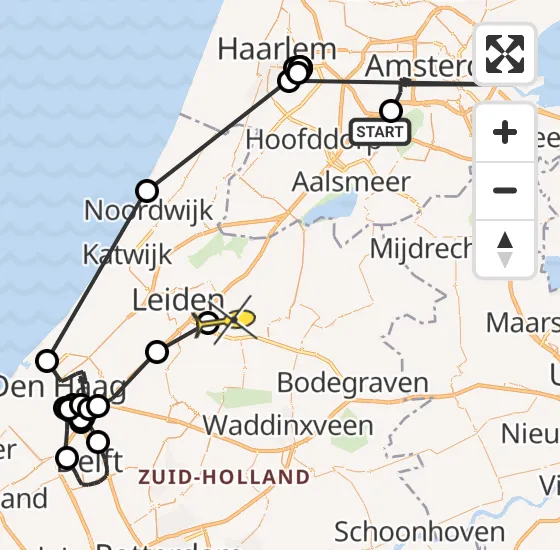 Vlucht Politiehelikopter PH-PXB van Schiphol naar Leiderdorp op maandag 18 november 2024 20:12