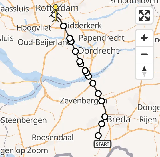 Vlucht Traumahelikopter PH-HVB van Rijsbergen naar Erasmus MC op dinsdag 19 november 2024 10:48