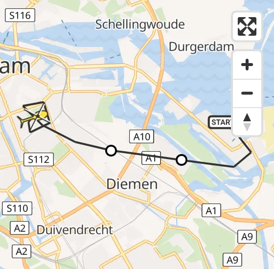 Vlucht Traumahelikopter PH-LLN van Amsterdam naar Amsterdam op dinsdag 19 november 2024 11:20