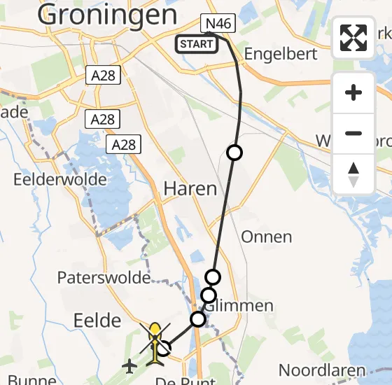 Vlucht Traumahelikopter PH-TTR van Groningen naar Groningen Airport Eelde op dinsdag 19 november 2024 14:31