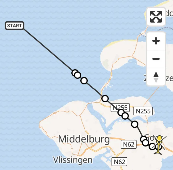 Vlucht Kustwachthelikopter PH-NCG van  naar Goes op dinsdag 19 november 2024 15:27