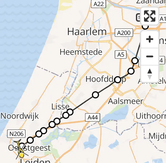 Vlucht Traumahelikopter PH-LLN van Amsterdam Heliport naar Rijnsburg op dinsdag 19 november 2024 15:47