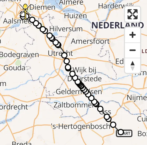 Vlucht Politiehelikopter PH-PXD van Vliegbasis Volkel naar Schiphol op dinsdag 19 november 2024 15:51