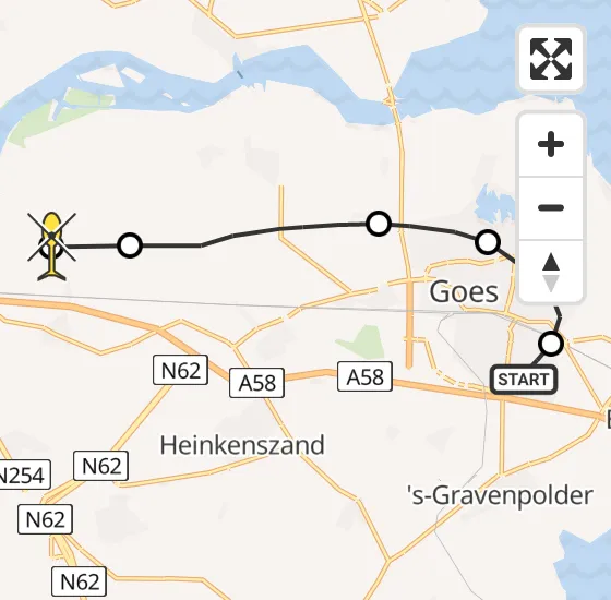 Vlucht Kustwachthelikopter PH-NCG van Goes naar Vliegveld Midden-Zeeland op dinsdag 19 november 2024 16:08