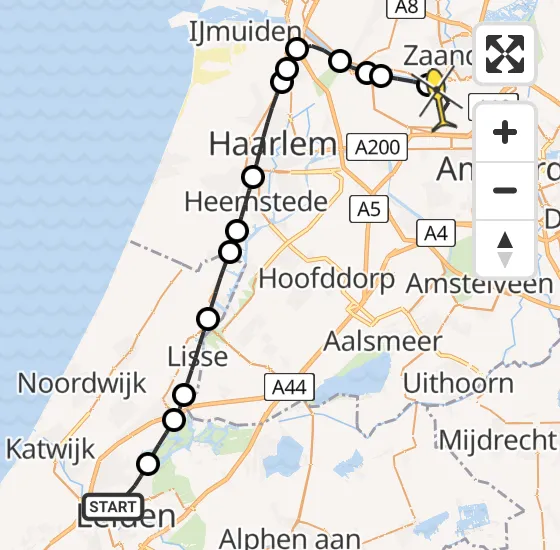 Vlucht Traumahelikopter PH-LLN van Leiden naar Amsterdam Heliport op dinsdag 19 november 2024 16:53