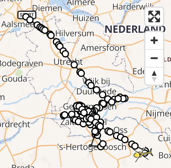 Vlucht Politiehelikopter PH-PXD van Schiphol naar Vliegbasis Volkel op dinsdag 19 november 2024 16:54