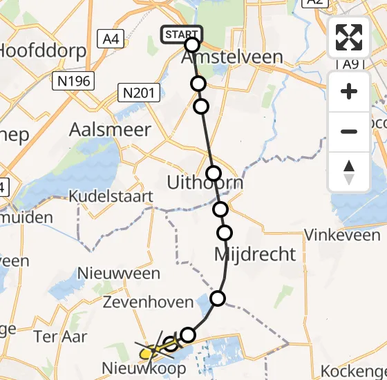 Vlucht Politiehelikopter PH-PXX van Schiphol naar Nieuwkoop op dinsdag 19 november 2024 17:38