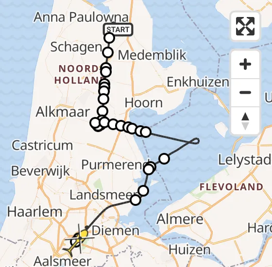 Vlucht Politiehelikopter PH-PXC van Slootdorp naar Schiphol op dinsdag 19 november 2024 19:40