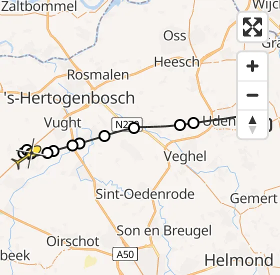 Vlucht Traumahelikopter PH-MAA van Vliegbasis Volkel naar Haaren op woensdag 20 november 2024 0:11