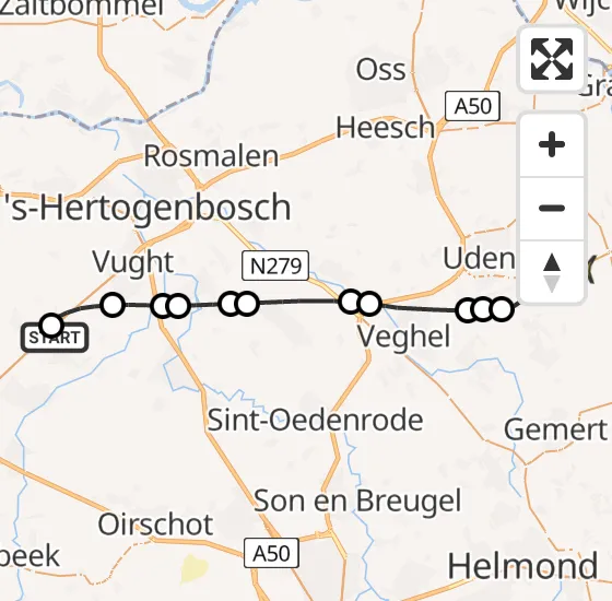 Vlucht Traumahelikopter PH-MAA van Haaren naar Vliegbasis Volkel op woensdag 20 november 2024 0:50