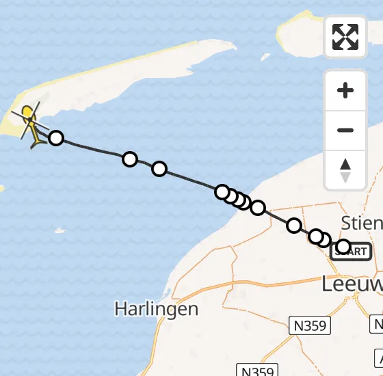 Vlucht Ambulancehelikopter PH-HOW van Vliegbasis Leeuwarden naar West-Terschelling op woensdag 20 november 2024 1:01