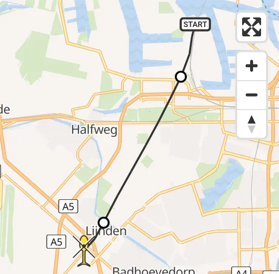 Vlucht Traumahelikopter PH-LLN van Amsterdam Heliport naar Lijnden op woensdag 20 november 2024 8:53