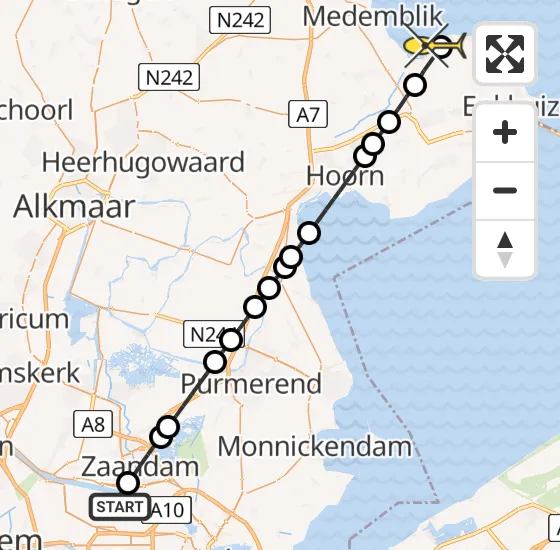 Vlucht Traumahelikopter PH-LLN van Amsterdam Heliport naar Andijk op woensdag 20 november 2024 10:38