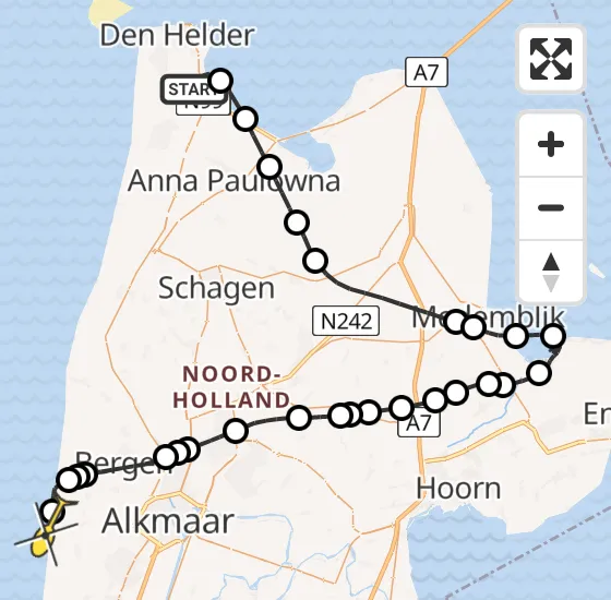 Vlucht Kustwachthelikopter PH-SAR van Vliegveld De Kooy naar Egmond aan den Hoef op woensdag 20 november 2024 10:39