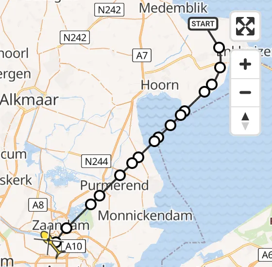 Vlucht Traumahelikopter PH-LLN van Andijk naar Amsterdam Heliport op woensdag 20 november 2024 10:52