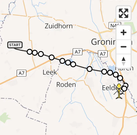 Vlucht Traumahelikopter PH-TTR van Grootegast naar Groningen Airport Eelde op woensdag 20 november 2024 11:04