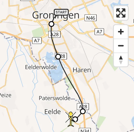 Vlucht Traumahelikopter PH-TTR van Universitair Medisch Centrum Groningen naar Groningen Airport Eelde op woensdag 20 november 2024 13:35