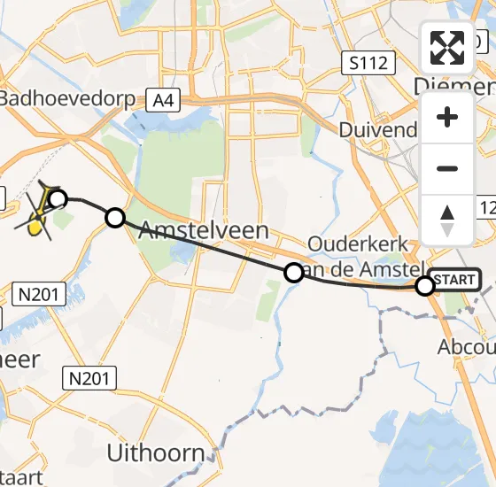 Vlucht Traumahelikopter PH-LLN van Academisch Medisch Centrum (AMC) naar Luchthaven Schiphol op woensdag 20 november 2024 13:37