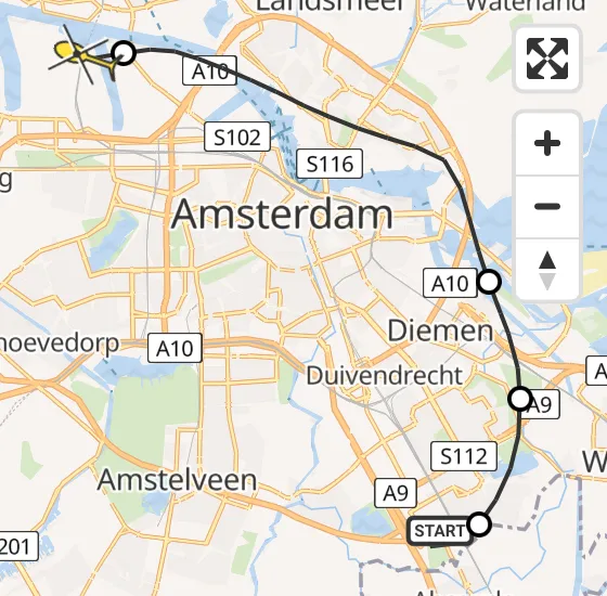 Vlucht Traumahelikopter PH-LLN van Academisch Medisch Centrum (AMC) naar Amsterdam Heliport op woensdag 20 november 2024 14:35