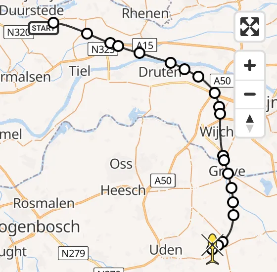 Vlucht Traumahelikopter PH-MAA van Rijswijk (GLD) naar Vliegbasis Volkel op donderdag 21 november 2024 6:35