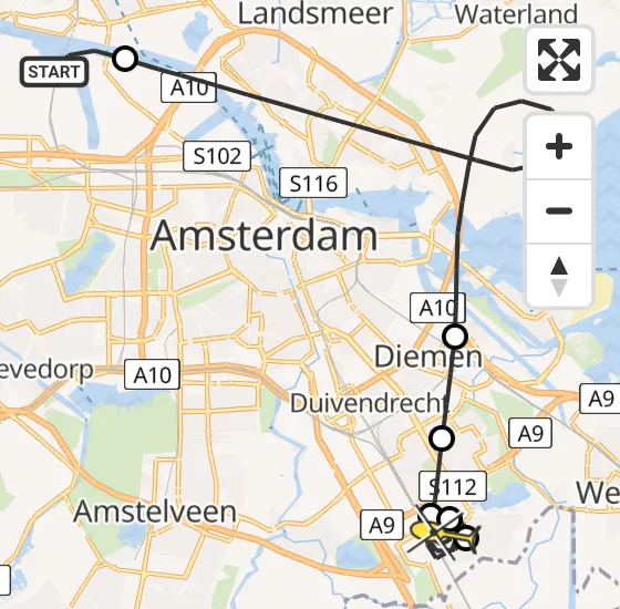 Vlucht Traumahelikopter PH-LLN van Amsterdam Heliport naar Academisch Medisch Centrum (AMC) op donderdag 21 november 2024 8:38