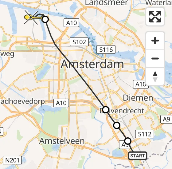 Vlucht Traumahelikopter PH-LLN van Academisch Medisch Centrum (AMC) naar Amsterdam Heliport op donderdag 21 november 2024 10:40